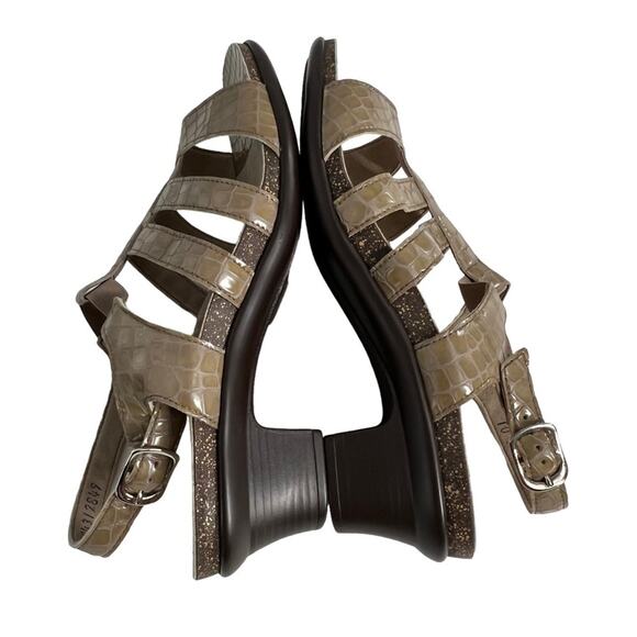 SAS Allegro Heel Strap Sandal Tan Croc Embossed Women's Size 10  Brand New - Picture 5 of 13